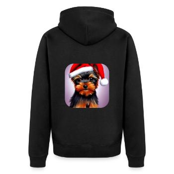 Yorkshire Terrier Welpe - Unisex Premium Bio Zip Hoodie - Schwarz - Hinten - Nico (187cm)
