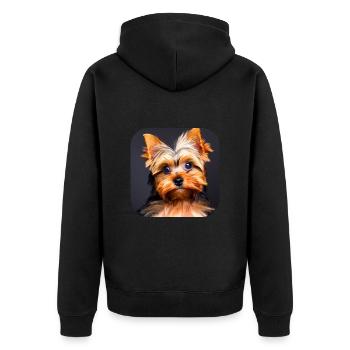 Yorkshire Terrier Welpe - Unisex Premium Bio Zip Hoodie - Schwarz - Hinten - Nico (187cm)