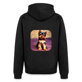 Yorkshire Terrier Chiot - Veste à capuche bio Premium Unisexe - noir - Dos - Nico (187cm)
