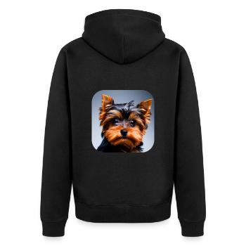 Yorkshire Terrier Welpe - Unisex Premium Bio Zip Hoodie - Schwarz - Hinten - Nico (187cm)