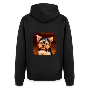 Yorkshire Terrier Welpe - Unisex Premium Bio Zip Hoodie - Schwarz - Hinten - Nico (187cm)
