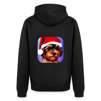 Yorkshire Terrier Welpe - Unisex Premium Bio Zip Hoodie - Schwarz - Hinten - Nico (187cm)