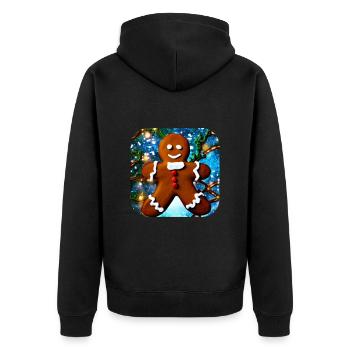 Weihnachts Lebkuchenmann - Unisex Premium Bio Zip Hoodie - Schwarz - Hinten - Nico (187cm)