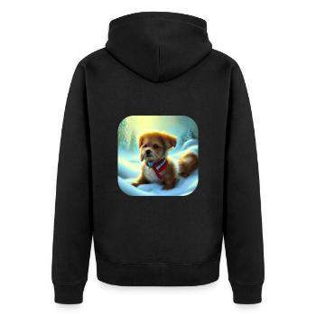Chiot de chien de Noël - Veste à capuche bio Premium Unisexe - noir - Dos - Nico (187cm)