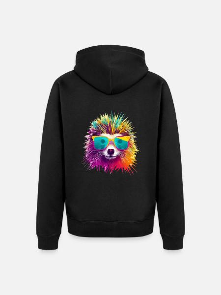 Eddy the porcupine - Unisex Premium Organic Zip Hoodie - black