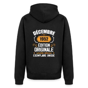 Anniversaire Cadeau Millésime Décembre 1952 - 195 - Veste à capuche bio Premium Unisexe - noir - Dos - Nico (187cm)