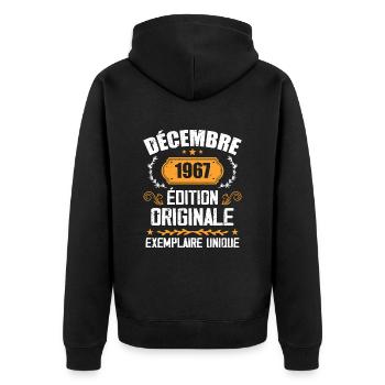 Anniversaire Cadeau Millésime Décembre 1967 - 196 - Veste à capuche bio Premium Unisexe - noir - Dos - Nico (187cm)
