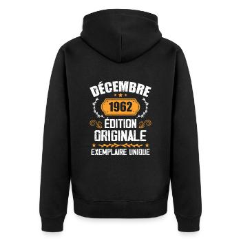 Anniversaire Cadeau Millésime Décembre 1962 - 196 - Veste à capuche bio Premium Unisexe - noir - Dos - Nico (187cm)