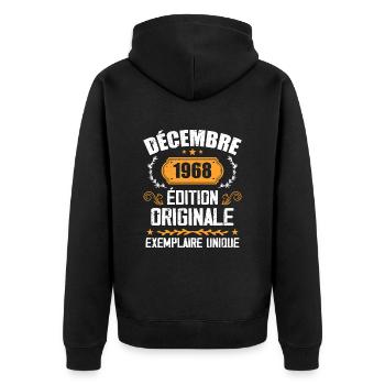 Anniversaire Cadeau Millésime Décembre 1968 - 196 - Veste à capuche bio Premium Unisexe - noir - Dos - Nico (187cm)