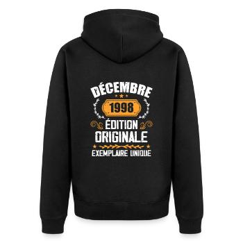 Anniversaire Cadeau Millésime Décembre 1998 - 199 - Veste à capuche bio Premium Unisexe - noir - Dos - Nico (187cm)