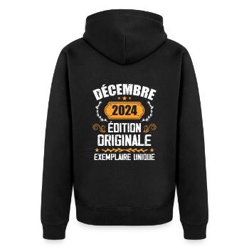 Anniversaire Cadeau Millésime Décembre 2024 - 202 - Veste à capuche bio Premium Unisexe - noir - Dos - Nico (187cm)