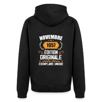 Cadeau D'anniversaire En Novembre 1957 - 1957 - Veste à capuche bio Premium Unisexe - noir - Dos - Nico (187cm)