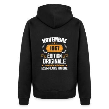 Cadeau D'anniversaire En Novembre 1967 - 1967 - Veste à capuche bio Premium Unisexe - noir - Dos - Nico (187cm)