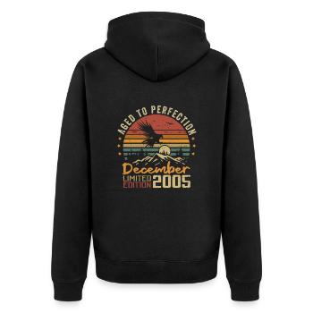 Die Legenden wurden im Dezember 2005 - 2005 geboren - Unisex Premium Bio Zip Hoodie - Schwarz - Hinten - Nico (187cm)