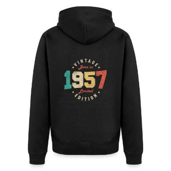 Vintage 1957 Original 1957 Retro Anniversary 1957 - Unisex Premium Organic Zip Hoodie - black - Back - Nico (187cm)