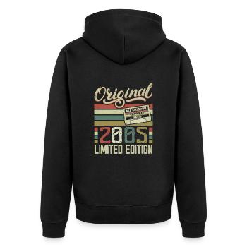 Vintage 2005 Retro Birthday Gift 2005 - Unisex Premium Organic Zip Hoodie - black - Back - Nico (187cm)