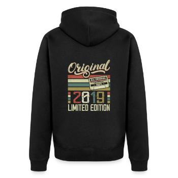 Vintage 2019 Cadeau D'anniversaire Rétro 2019 - Veste à capuche bio Premium Unisexe - noir - Dos - Nico (187cm)
