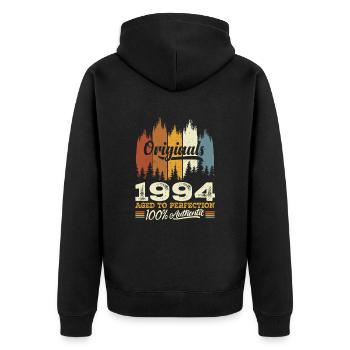1994 Vintage Original 1994 Birthday Gift - Unisex Premium Organic Zip Hoodie - black - Back - Nico (187cm)