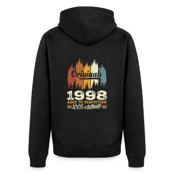 1998 Vintage Original 1998 Birthday Gift - Unisex Premium Organic Zip Hoodie - black - Back - Nico (187cm)