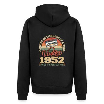 Vintage 1952 Cadeau D'anniversaire Retro 1952 - Veste à capuche bio Premium Unisexe - noir - Dos - Nico (187cm)