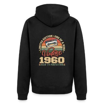 Vintage 1960 Cadeau D'anniversaire Retro 1960 - Veste à capuche bio Premium Unisexe - noir - Dos - Nico (187cm)
