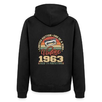 Vintage 1963 Cadeau D'anniversaire Retro 1963 - Veste à capuche bio Premium Unisexe - noir - Dos - Nico (187cm)