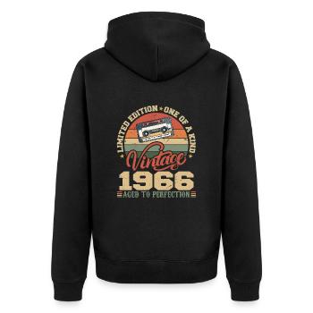 Vintage 1966 Retro Birthday Gift 1966 - Unisex Premium Organic Zip Hoodie - black - Back - Nico (187cm)