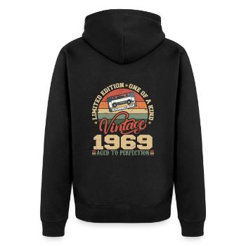 Vintage 1969 Cadeau D'anniversaire Retro 1969 - Veste à capuche bio Premium Unisexe - noir - Dos - Nico (187cm)