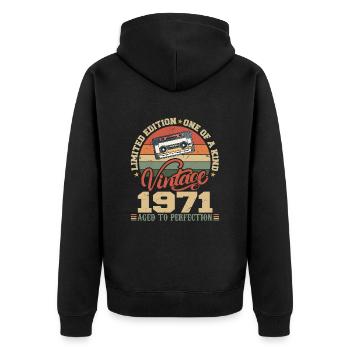 Vintage 1971 Cadeau D'anniversaire Retro 1971 - Veste à capuche bio Premium Unisexe - noir - Dos - Nico (187cm)