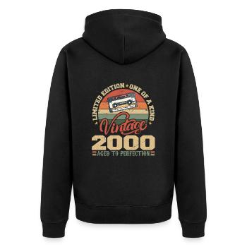 Vintage 2000 Cadeau D'anniversaire Retro 2000 - Veste à capuche bio Premium Unisexe - noir - Dos - Nico (187cm)