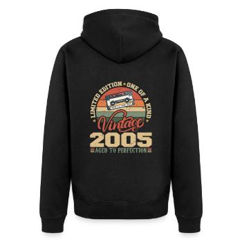 Vintage 2005 Cadeau D'anniversaire Retro 2005 - Veste à capuche bio Premium Unisexe - noir - Dos - Nico (187cm)
