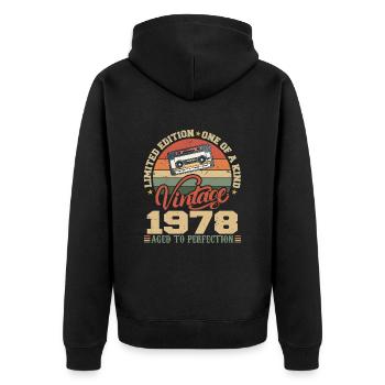 Vintage 1978 Cadeau D'anniversaire Retro 1978 - Veste à capuche bio Premium Unisexe - noir - Dos - Nico (187cm)
