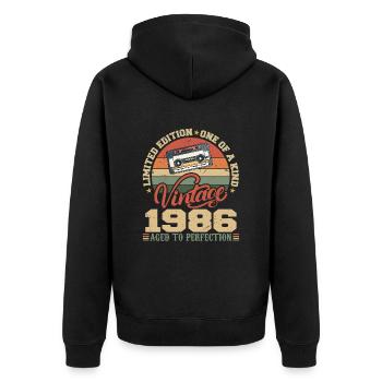 Vintage 1986 Retro Birthday Gift 1986 - Unisex Premium Organic Zip Hoodie - black - Back - Nico (187cm)