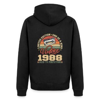 Vintage 1988 Cadeau D'anniversaire Retro 1988 - Veste à capuche bio Premium Unisexe - noir - Dos - Nico (187cm)