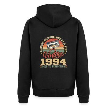 Vintage 1994 Cadeau D'anniversaire Retro 1994 - Veste à capuche bio Premium Unisexe - noir - Dos - Nico (187cm)