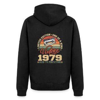 Vintage 1979 Retro Birthday Gift 1979 - Unisex Premium Organic Zip Hoodie - black - Back - Nico (187cm)