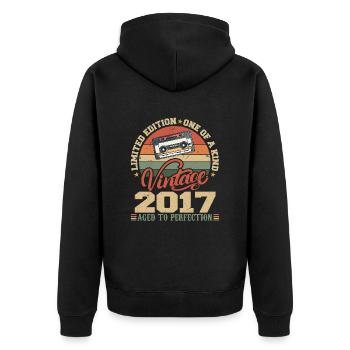 Vintage 2017 Cadeau D'anniversaire Retro 2017 - Veste à capuche bio Premium Unisexe - noir - Dos - Nico (187cm)