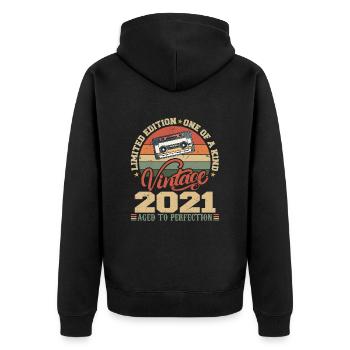 Vintage 2021 Cadeau D'anniversaire Retro 2021 - Veste à capuche bio Premium Unisexe - noir - Dos - Nico (187cm)