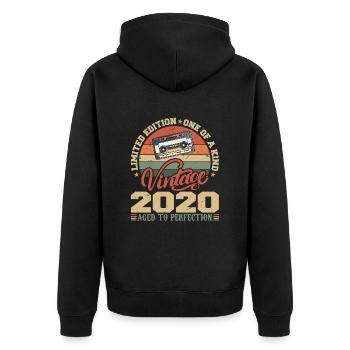 Vintage 2020 Retro Birthday Gift 2020 - Unisex Premium Organic Zip Hoodie - black - Back - Nico (187cm)