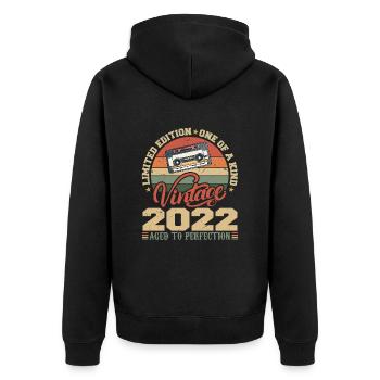 Vintage 2022 Retro Birthday Gift 2022 - Unisex Premium Organic Zip Hoodie - black - Back - Nico (187cm)