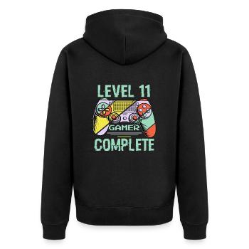 Niveau 11 complète 11 Ans Gamer Level 11 Complete - Veste à capuche bio Premium Unisexe - noir - Dos - Nico (187cm)