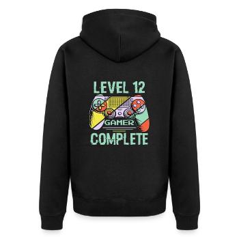 Level 12 Complete 12 Years Gamer Level 12 Complete - Unisex Premium Organic Zip Hoodie - black - Back - Nico (187cm)