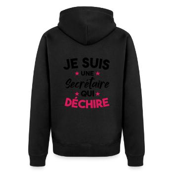 Je Suis Une Secrétaire Qui Déchire - Veste à capuche bio Premium Unisexe - noir - Dos - Nico (187cm)