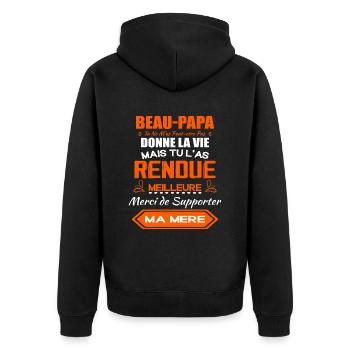 Beau Papa Cadeau - Meilleure Beau-Pére - Veste à capuche bio Premium Unisexe - noir - Dos - Nico (187cm)