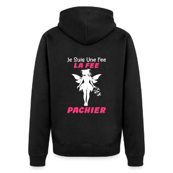 Je Suis Une Fee La Fee Pachier - Humour Cadeau - Veste à capuche bio Premium Unisexe - noir - Dos - Nico (187cm)