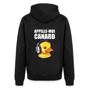 Appelle-moi Canard - Veste à capuche bio Premium Unisexe - noir - Dos - Nico (187cm)