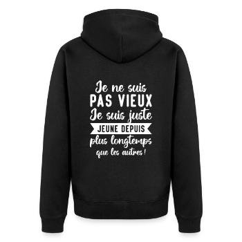 Je Ne Suis Pas Vieux - Veste à capuche bio Premium Unisexe - noir - Dos - Nico (187cm)