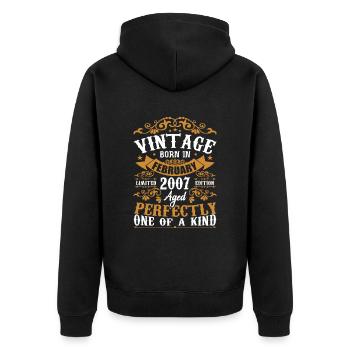 Februar 2007 Vintage Geschenk zum 17. Geburtstag - Unisex Premium Bio Zip Hoodie - Schwarz - Hinten - Nico (187cm)
