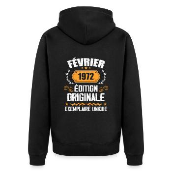 Cadeau 52e Anniversaire Nées En Février 1972 - Veste à capuche bio Premium Unisexe - noir - Dos - Nico (187cm)