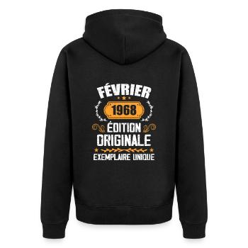 Cadeau 56e Anniversaire Nées En Février 1968 - Veste à capuche bio Premium Unisexe - noir - Dos - Nico (187cm)